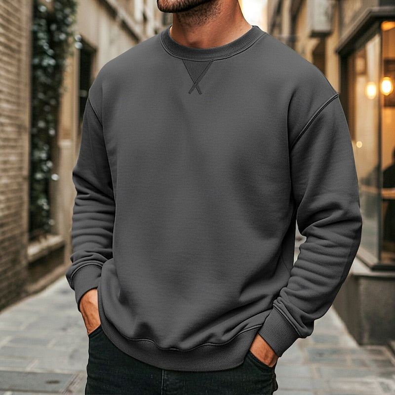 Crew Neck Sweatshirt for Men, Classic Style