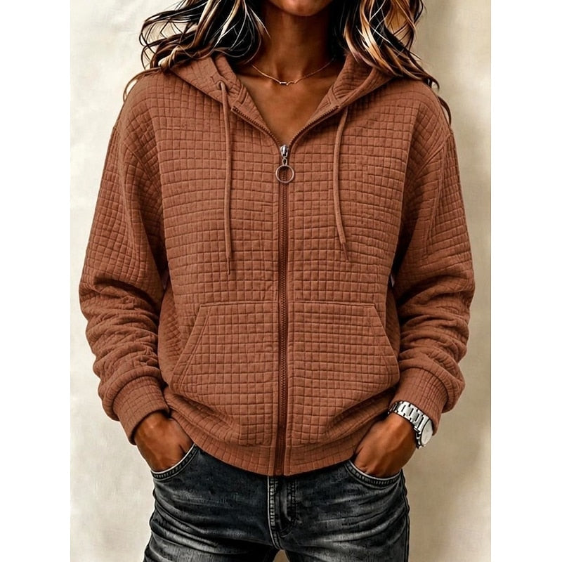 Zip-Up Hoodie, Women's Textured Fit