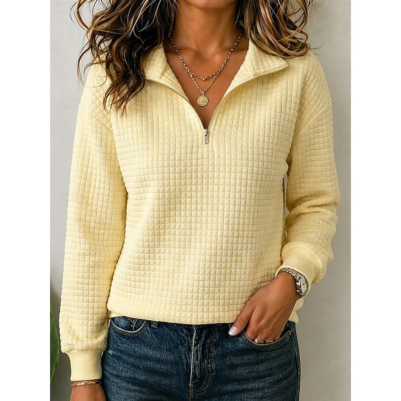 Quarter-Zip Pullover for Women, Textured Style