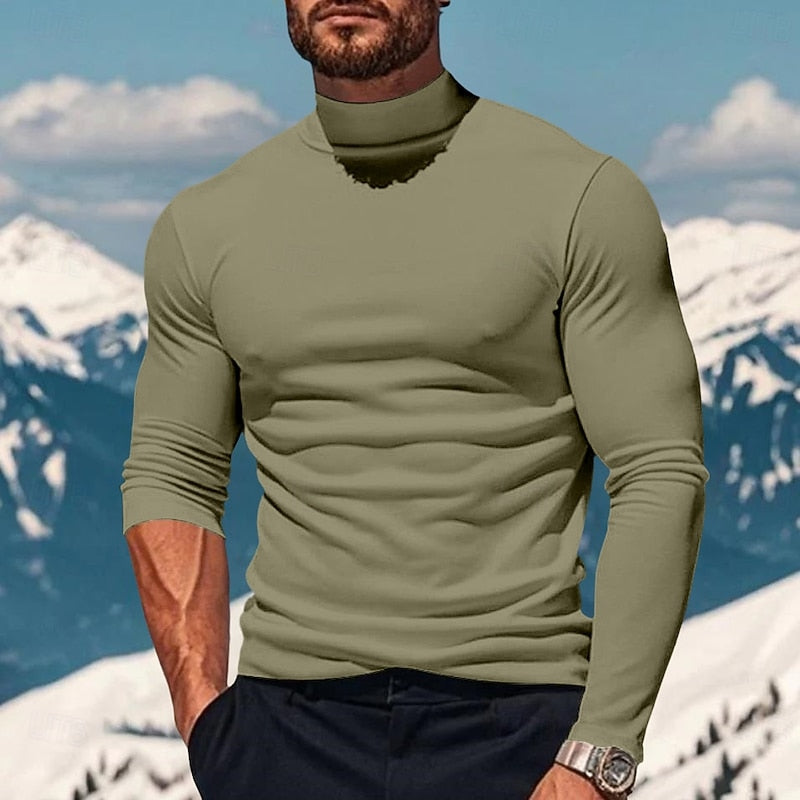 Mock Neck Long Sleeve Top for Men