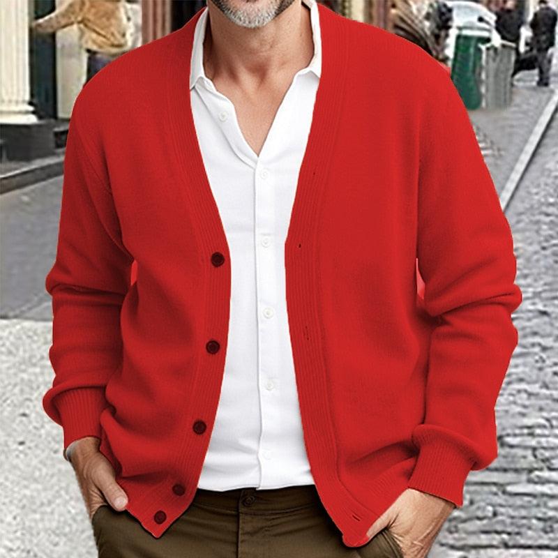 V-Neck Cardigan for Men, Refined Style