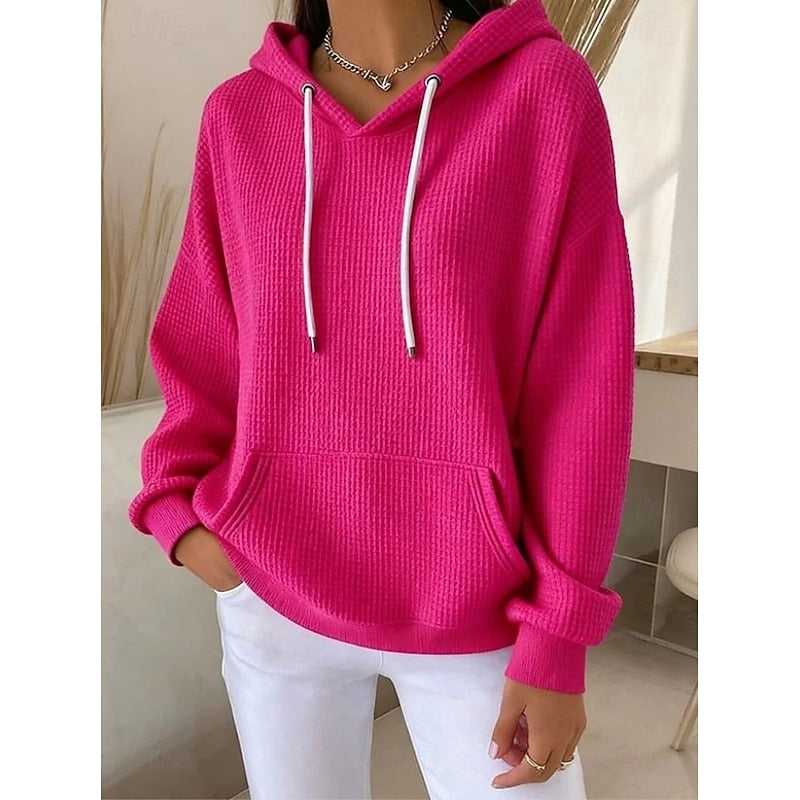 Textured Drawstring Hoodie for Women