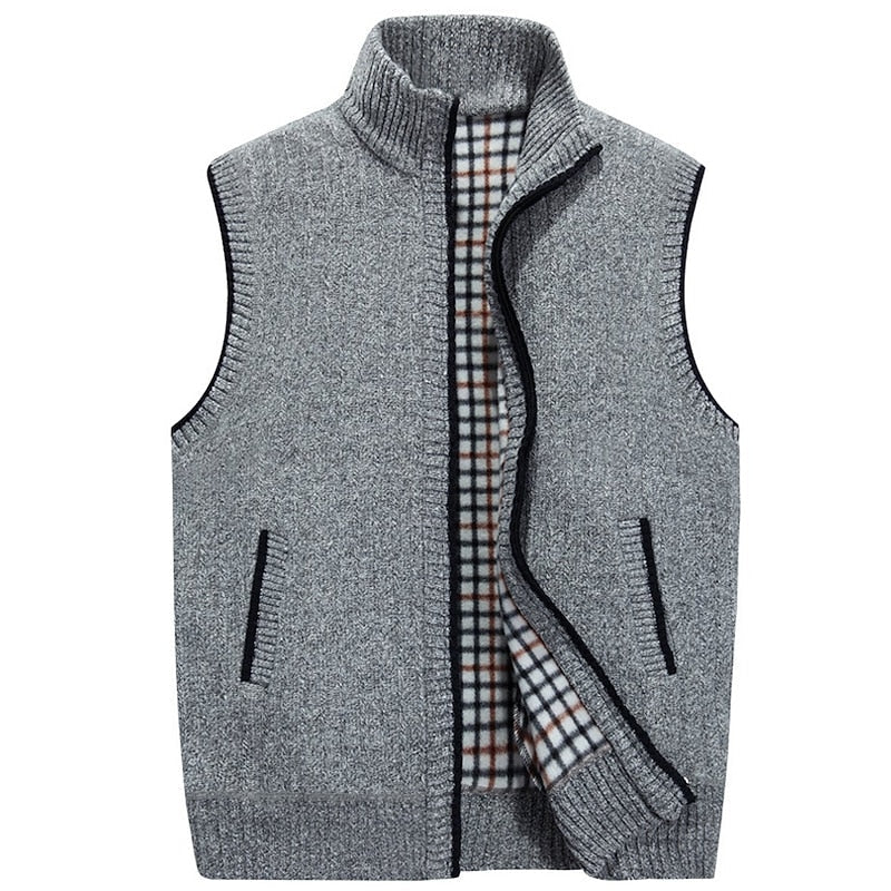 Stand-Collar Zip Vest for Men, Cozy Style