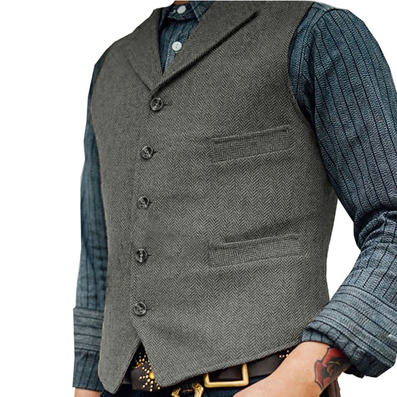 Herringbone Tailored Waistcoat for Men