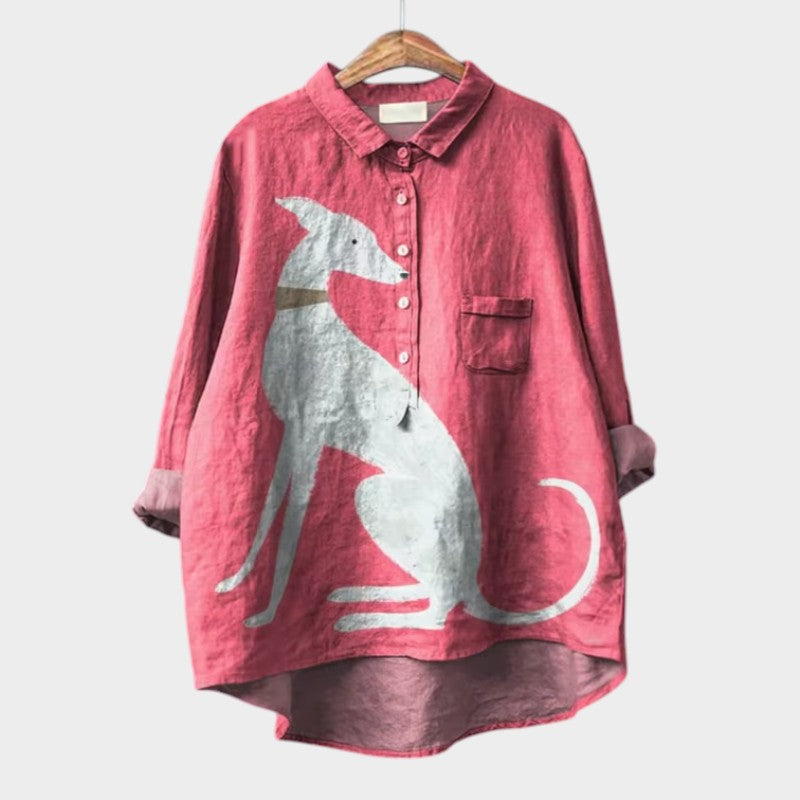 Casual Long Sleeve Printed Blouse for Women, Plus Size
