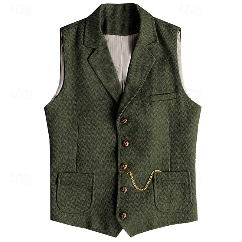 Herringbone Tailored Waistcoat for Men, Plus Size