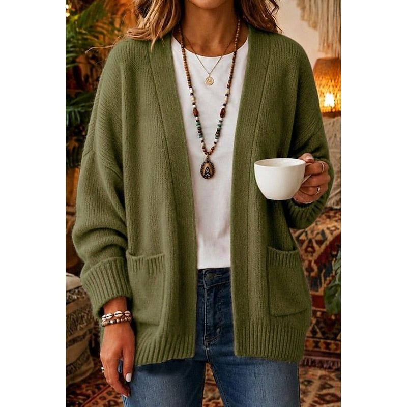 Relaxed Open-Front Cardigan for Women, Plus Size