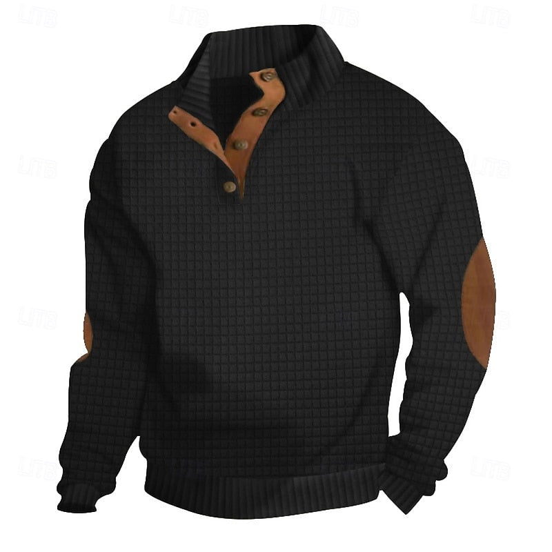 Standing-Collar Pullover for Men, Textured Style