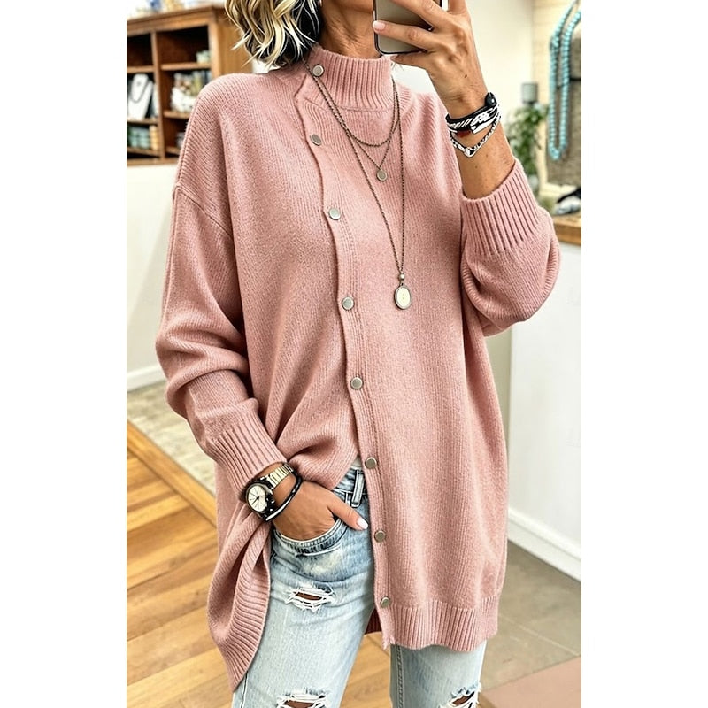 Longline Button-Front Cardigan for Women