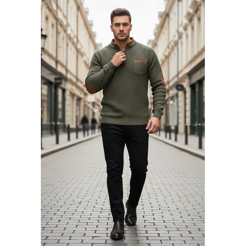 Textured Waffle Henley Shirt for Men, Plus Size