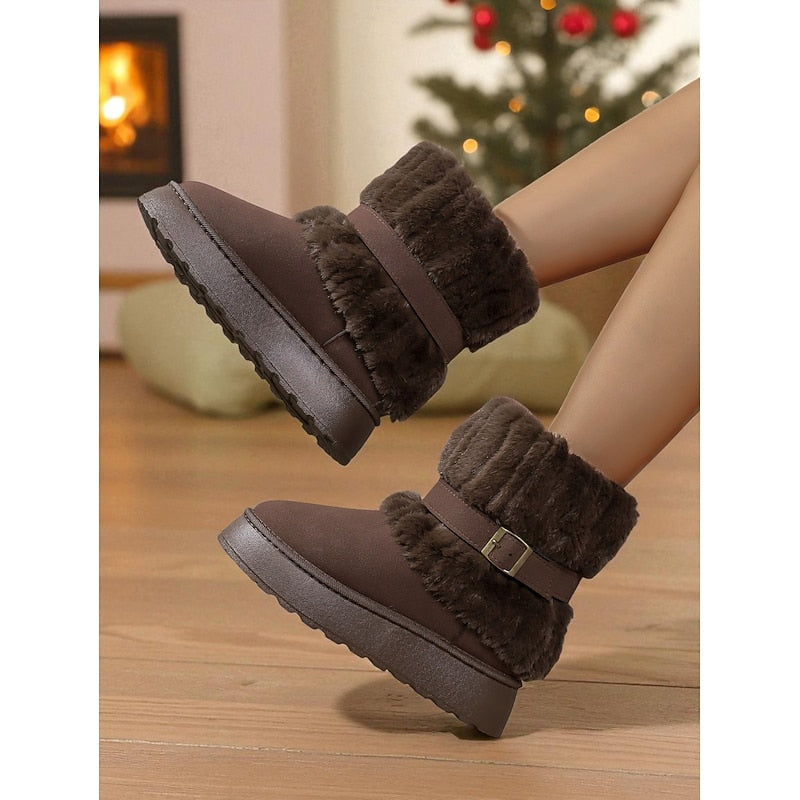 Fur-Trimmed Snow Boots for Women, Cozy Style