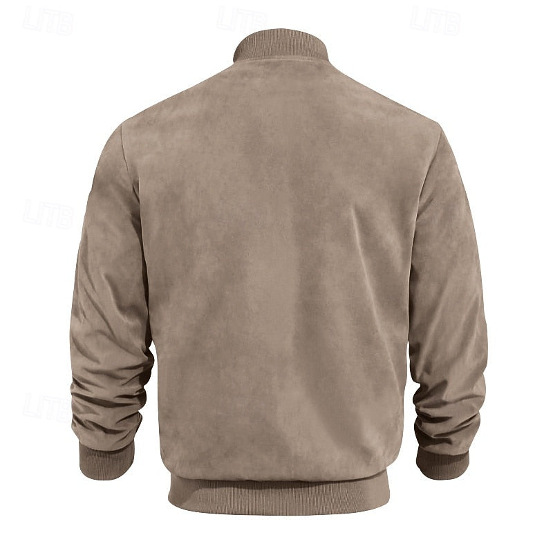 Stand-Collar Zip Jacket for Men, Plus Size