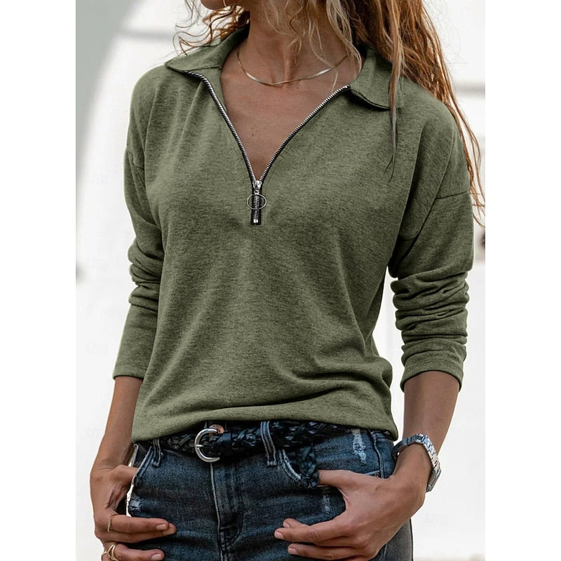 Relaxed Quarter-Zip Top for Women