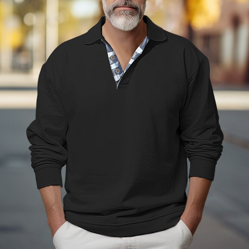 Polo-Collar Sweatshirt for Men, Plus Size