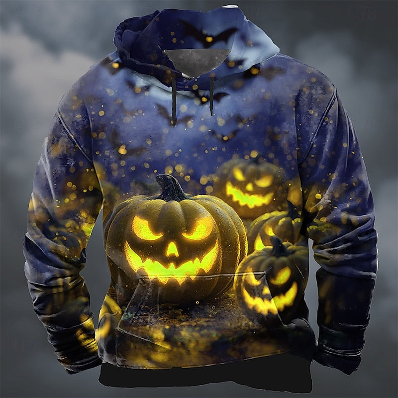 Men's Halloween Pumpkin Print Hoodie