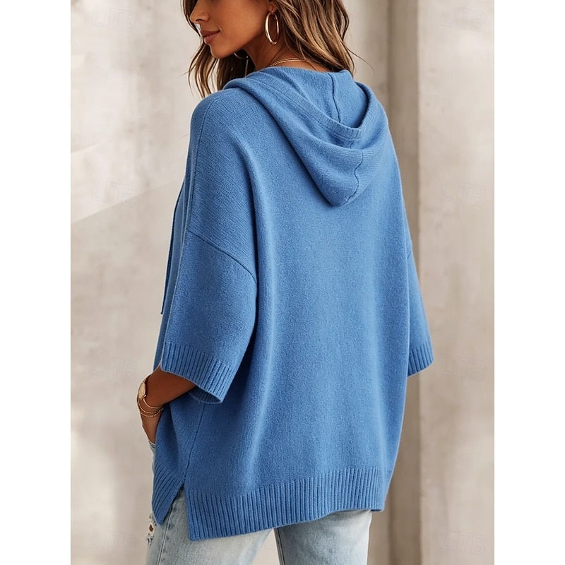 Relaxed Hooded Sweater for Women, Plus Size