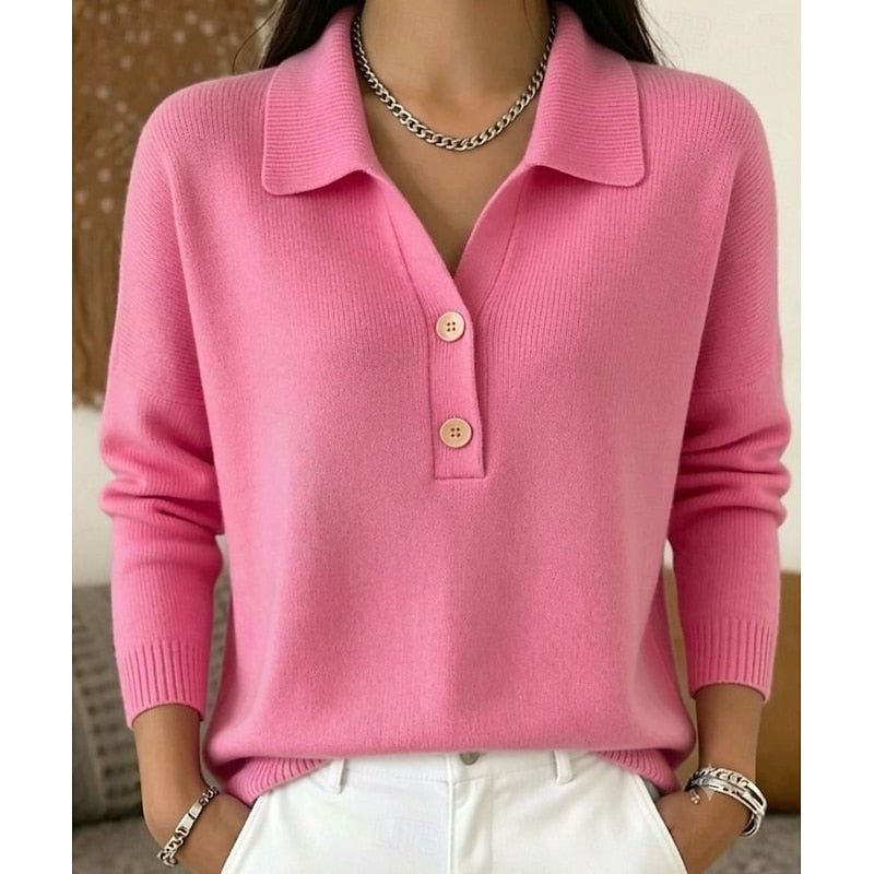 Collared Button Pullover, Women's Refined Fit