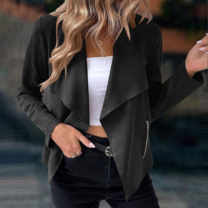 Draped Open-Front Jacket for Women
