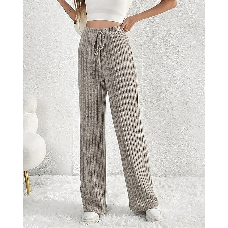 Ladies Wide-Leg High-Waist Pants