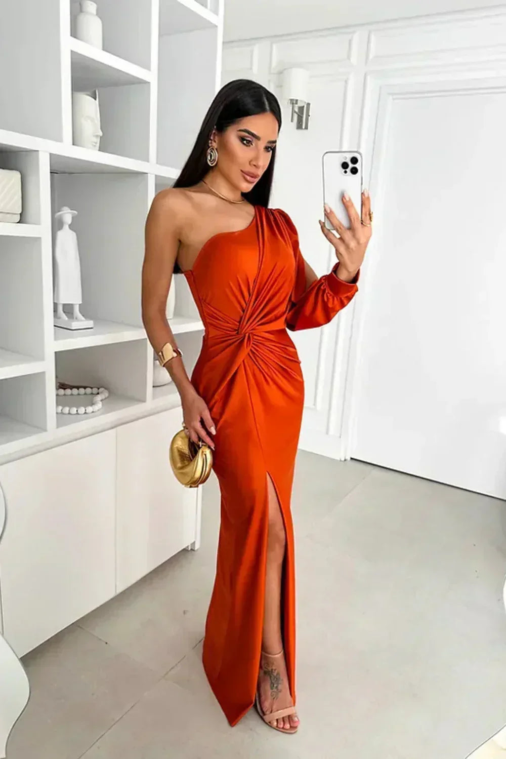 One-Shoulder Evening Dress for Women, Plus Size