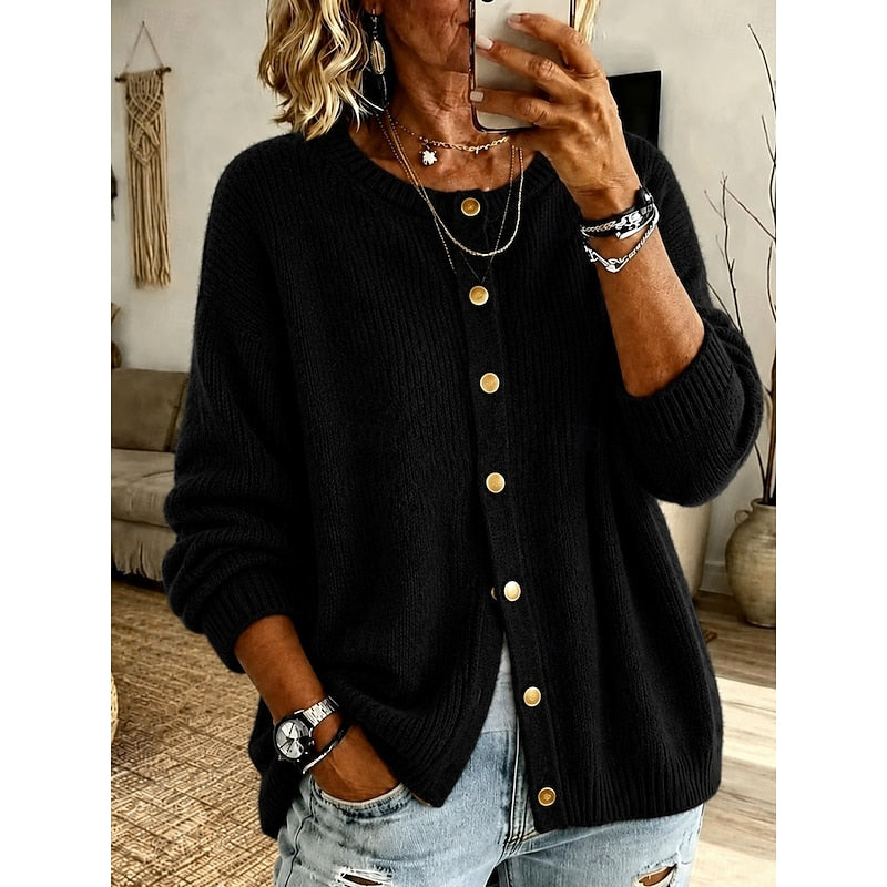 Soft Button-Front Cardigan for Women, Plus Size