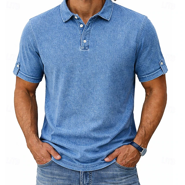 Vintage-Wash Polo Shirt for Men, Plus Size