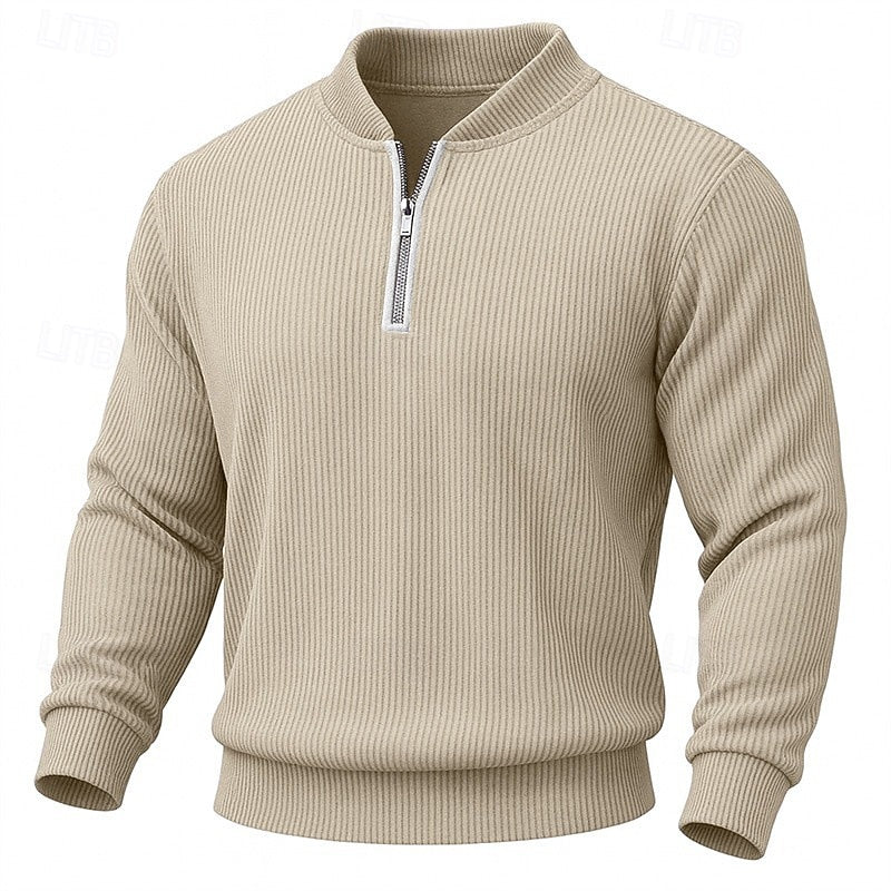 Ribbed Quarter-Zip Pullover for Men