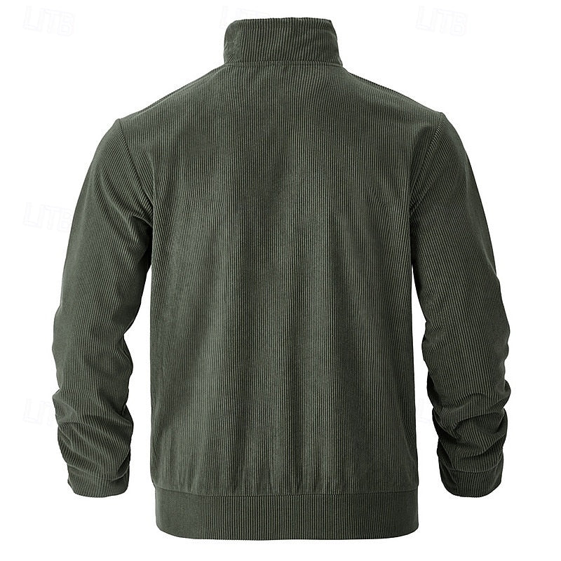 Plus Size Ribbed Utility Jacket for Men
