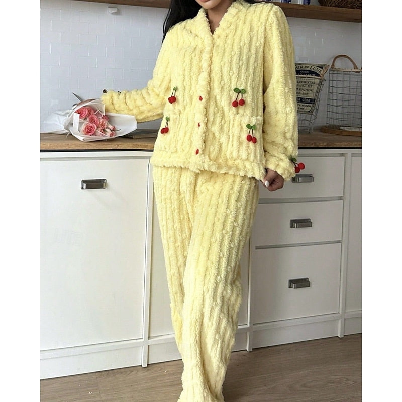 Cherry Two-Piece Set for Women, Cozy Style