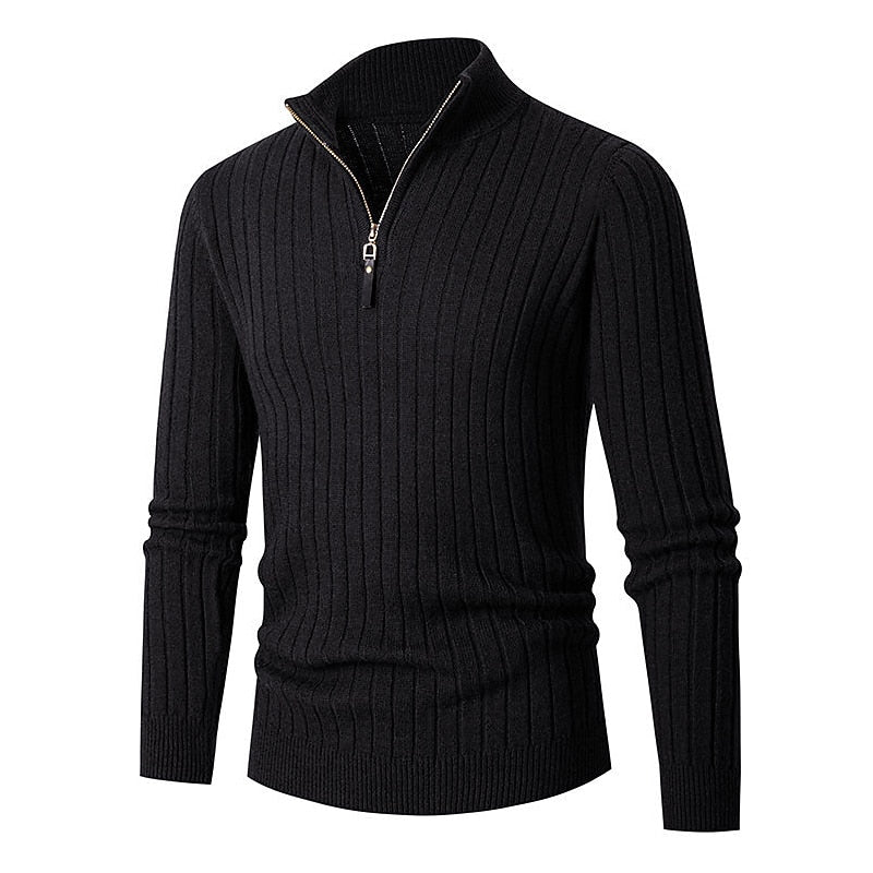 Ribbed Quarter-Zip Sweater for Men, Plus Size