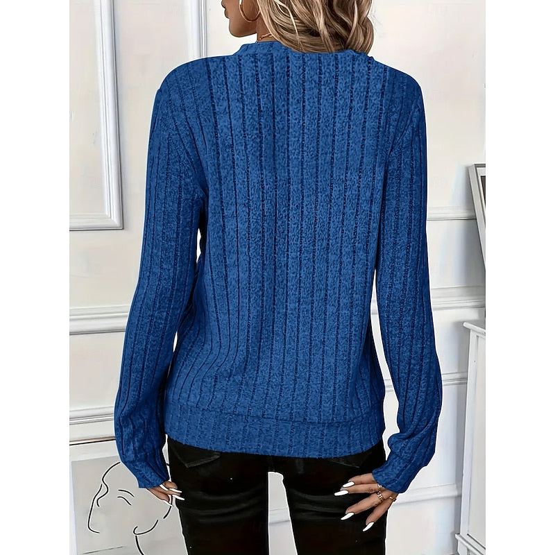 Ribbed Zip-Neck Top for Women