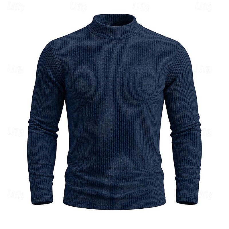 Ribbed Mock-Neck Top for Men, Plus Size