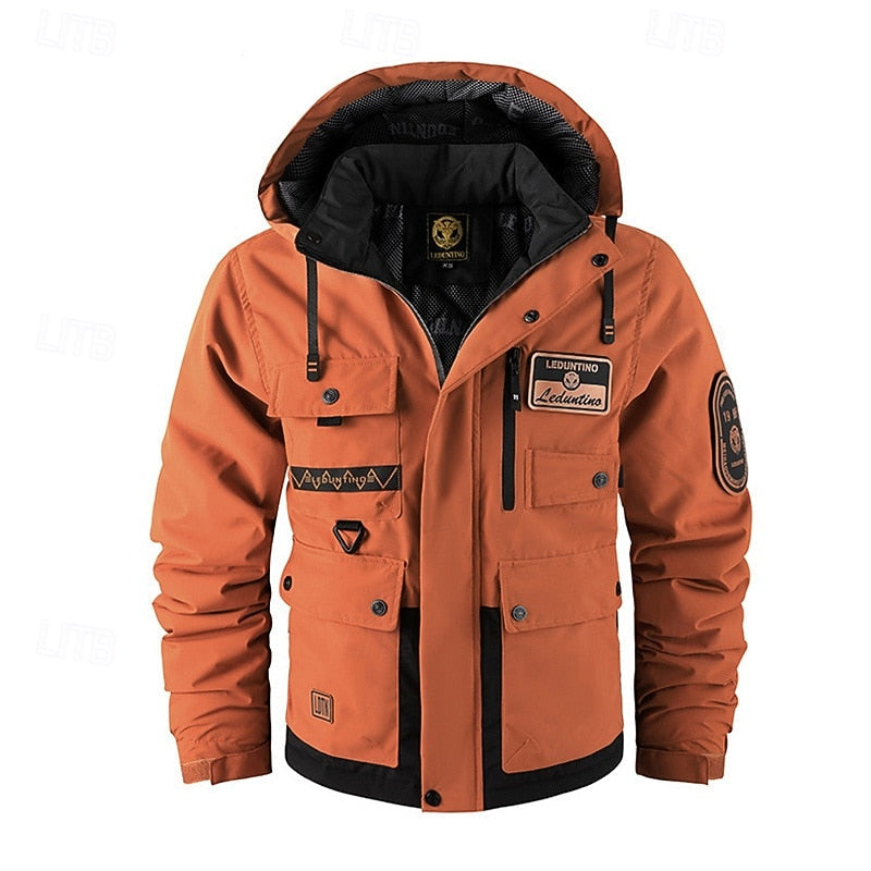 All-Weather Hooded Utility Jacket for Men, Plus Size