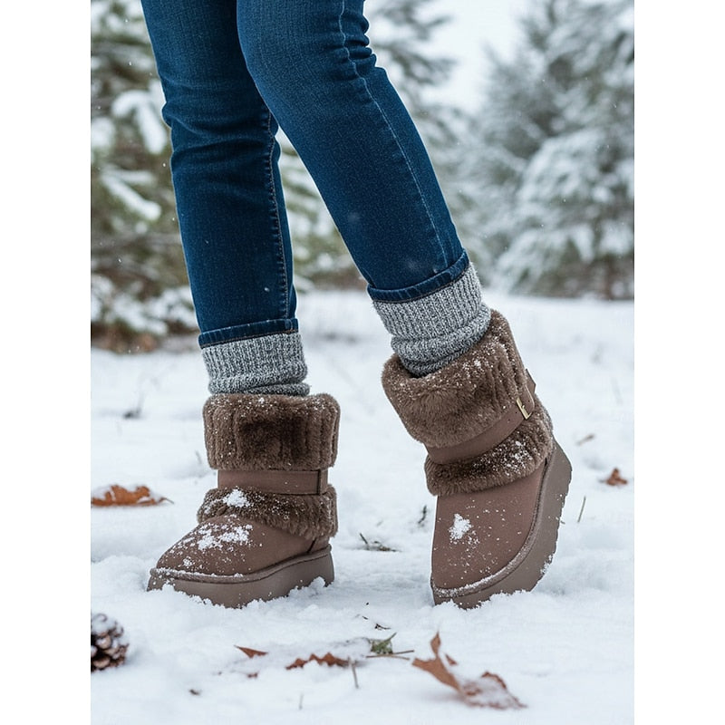 Fur-Trimmed Snow Boots for Women, Cozy Style