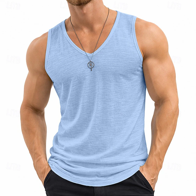 Sculpted V-Neck Tank Top for Men, Plus Size