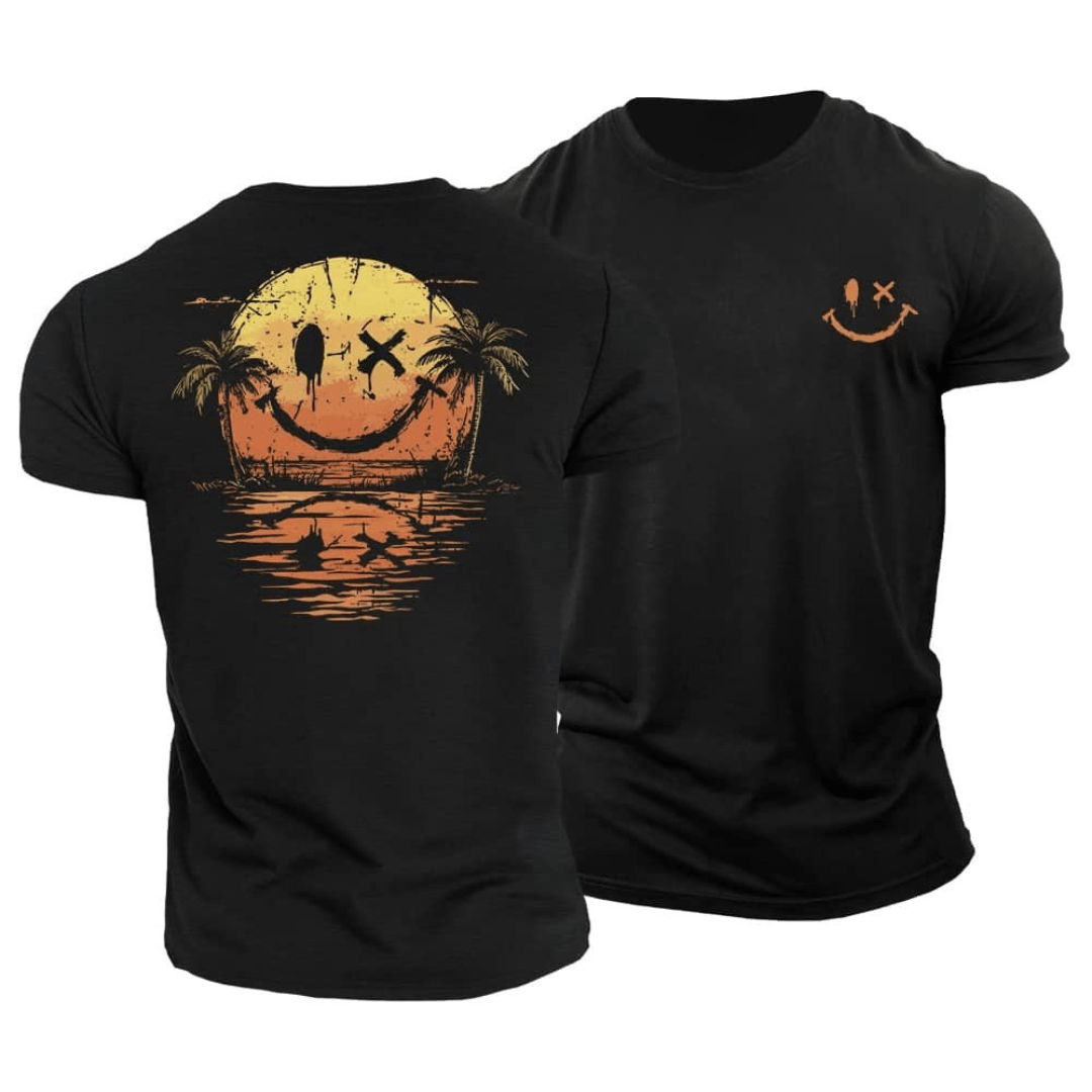 Summer Smiley Beach T-Shirt for Men, Plus Size