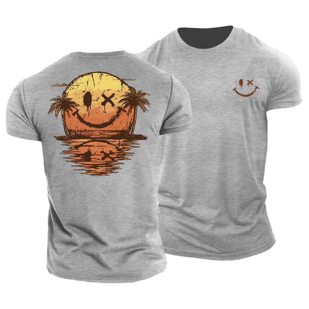 Summer Smiley Beach T-Shirt for Men, Plus Size