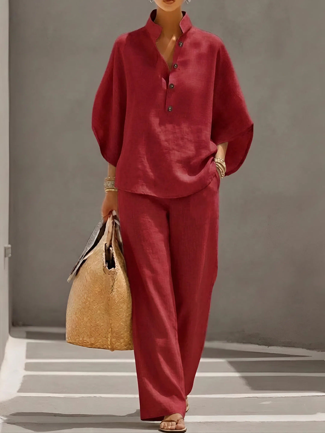Ladies Elegant Wide Leg and Collar 2 Piece Set