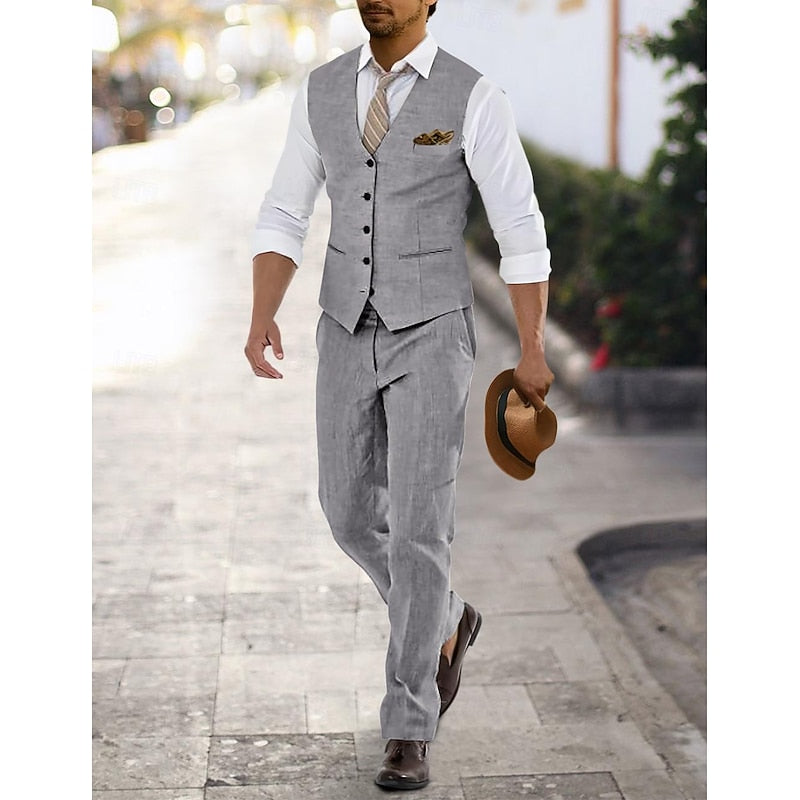Tailored Summer Two-Piece Set for Men, Plus Size