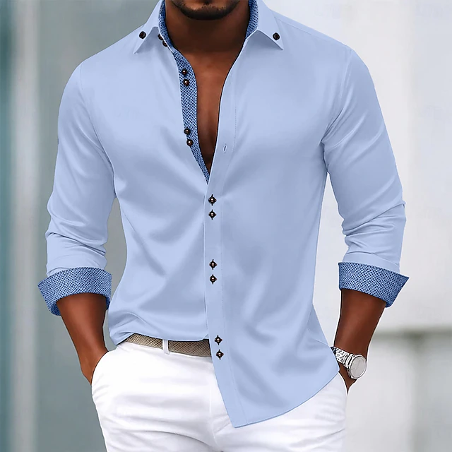 Color-Accent Shirt for Men, Refined Style
