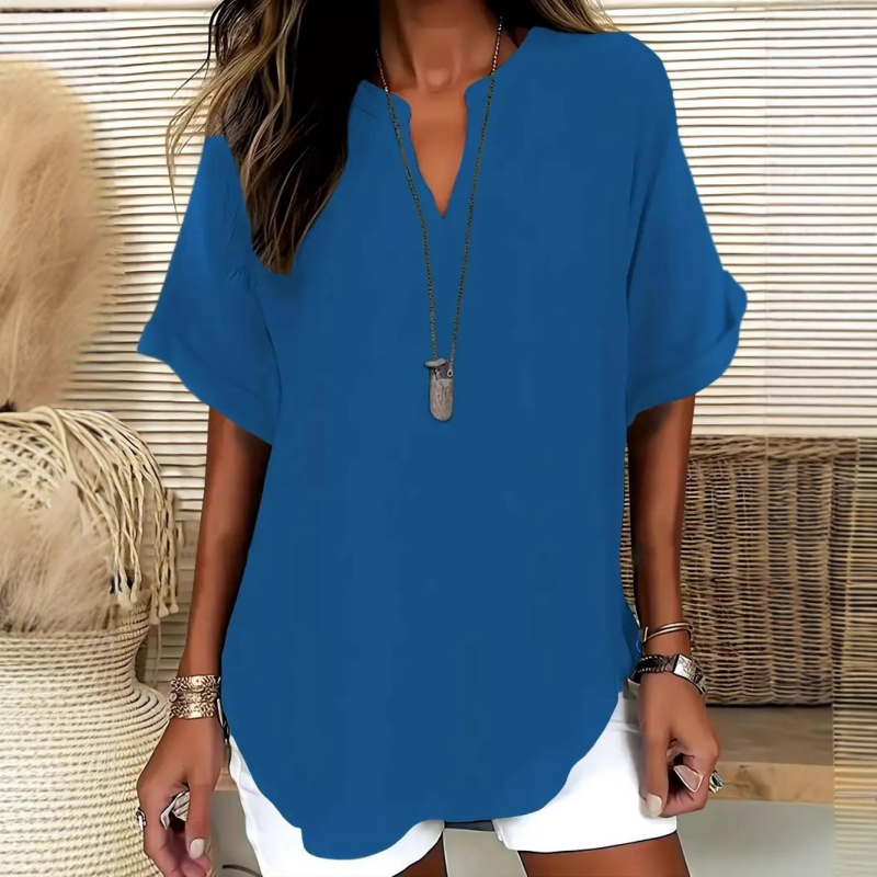 Mid Sleeve V-Neck Blouse for Women, Stylish Style