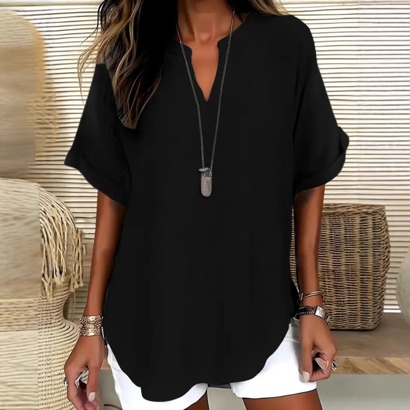 Mid Sleeve V-Neck Blouse for Women, Stylish Style