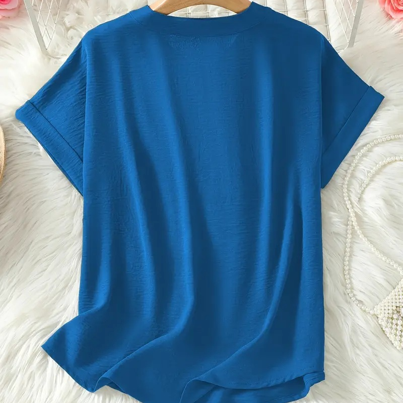 Mid Sleeve V-Neck Blouse for Women, Stylish Style