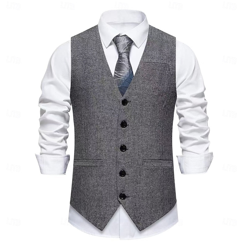Single-Breasted Waistcoat, Men's Tailored Fit