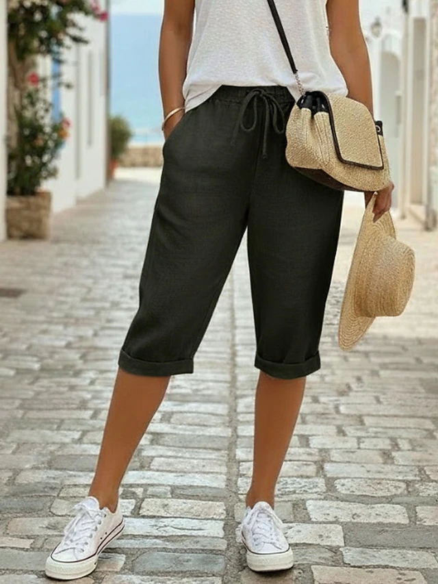 Drawstring Capris for Women, Relaxed Style