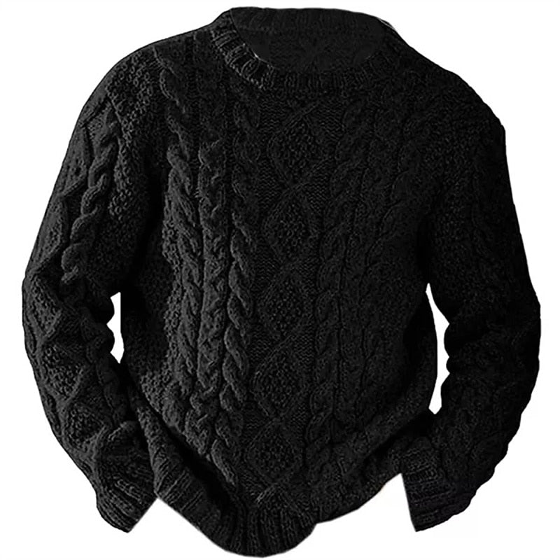 Cable Knit Crew Neck Sweater for Men