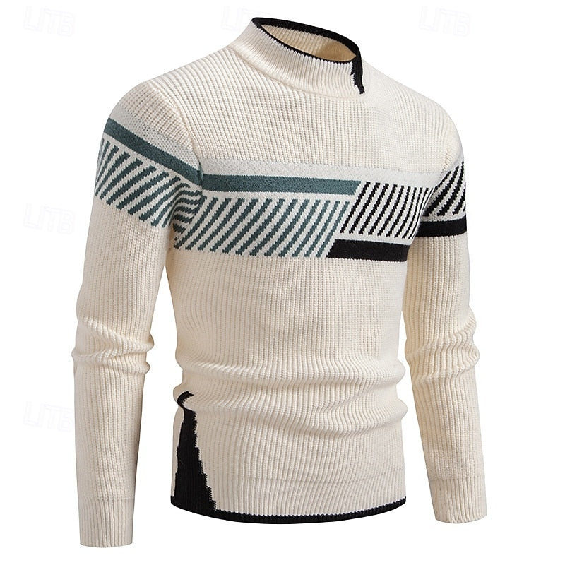 Colour-Block Sweater for Men, Textured Style