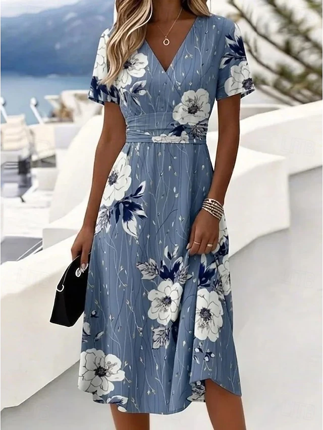 Flowing Floral Midi Dress for Women