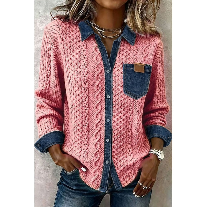 Textured Contrast Shirt for Women