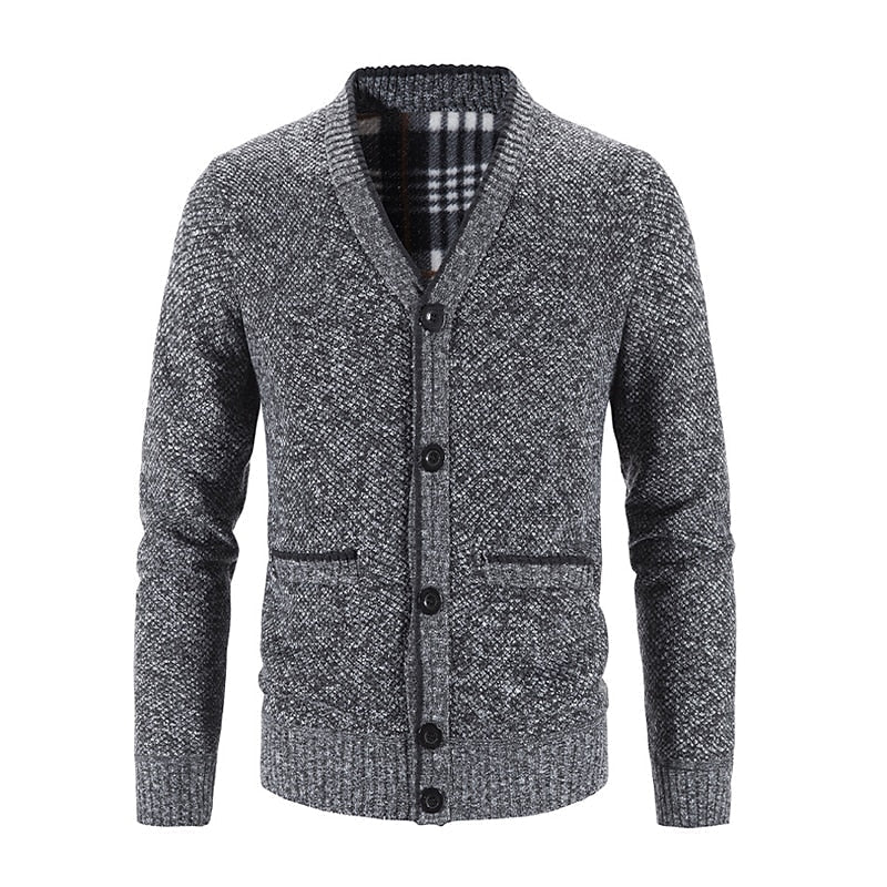 Button-Front V-Neck Cardigan for Men